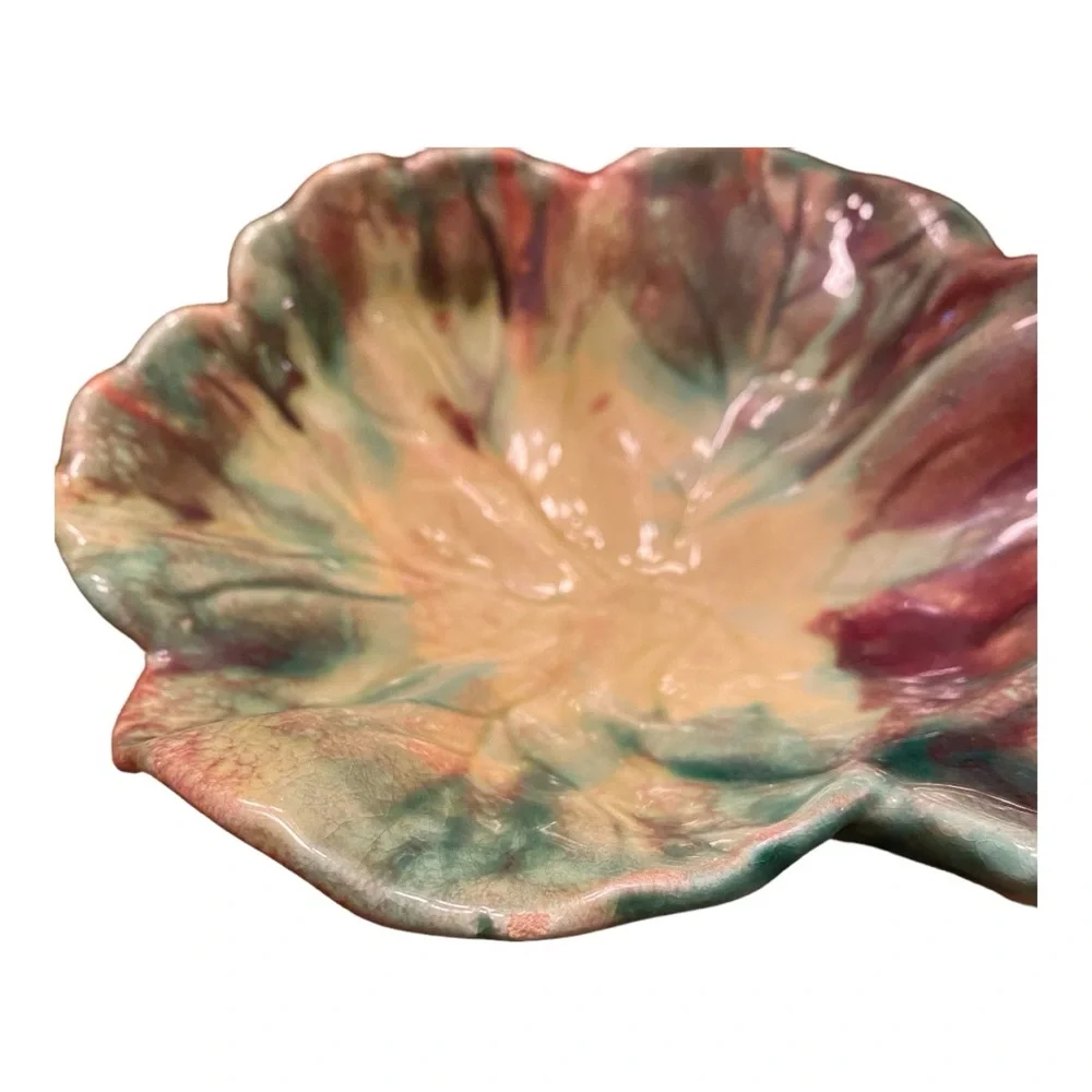 Vtg California Originals 719 Leaf Dishes Pair Mid Century Art Pottery Set